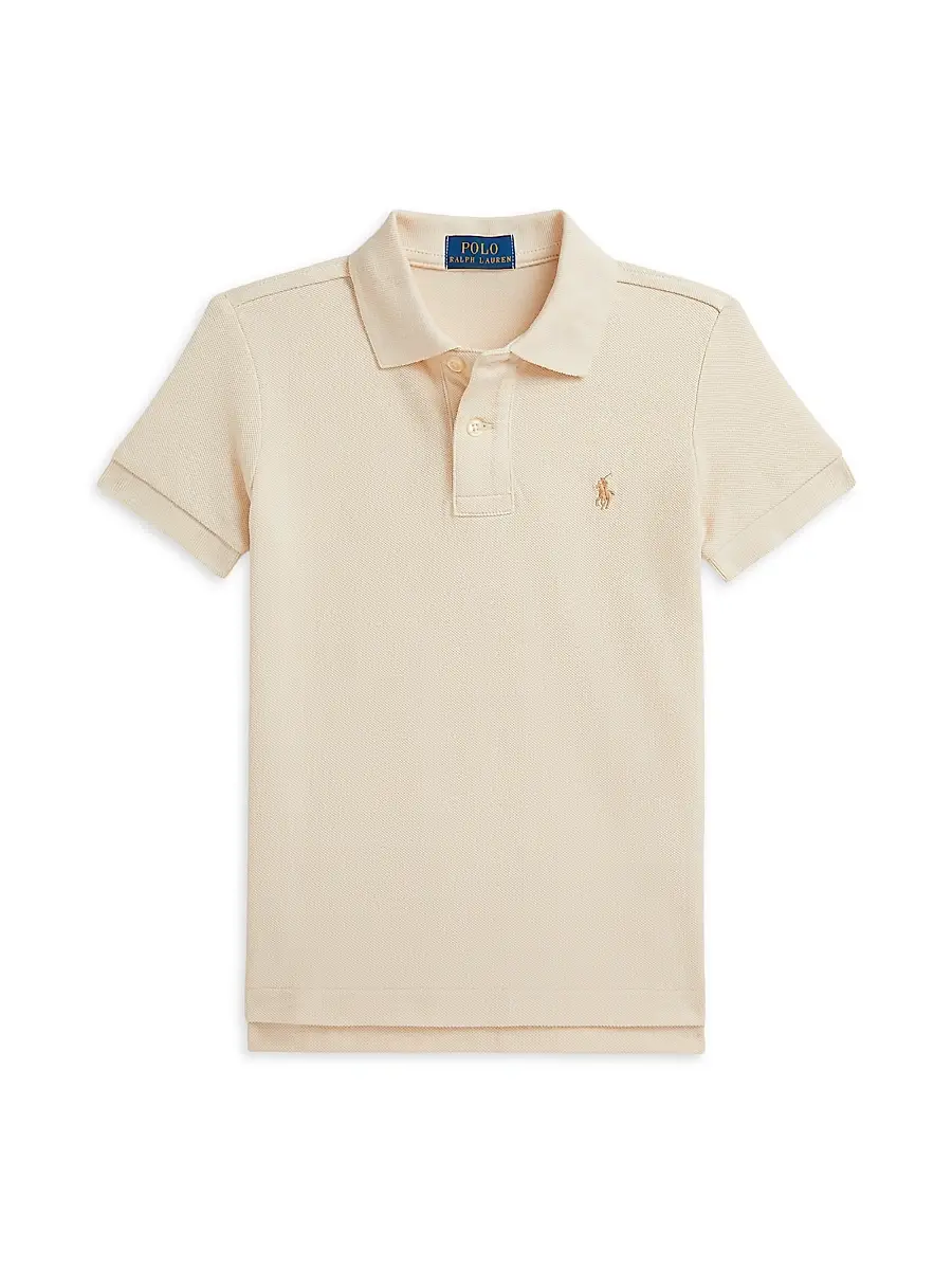 Little Boy's & Boy's The Iconic Mesh Polo Shirt - Cream Little Boy's & Boy's The Iconic Mesh Polo Shirt - Cream