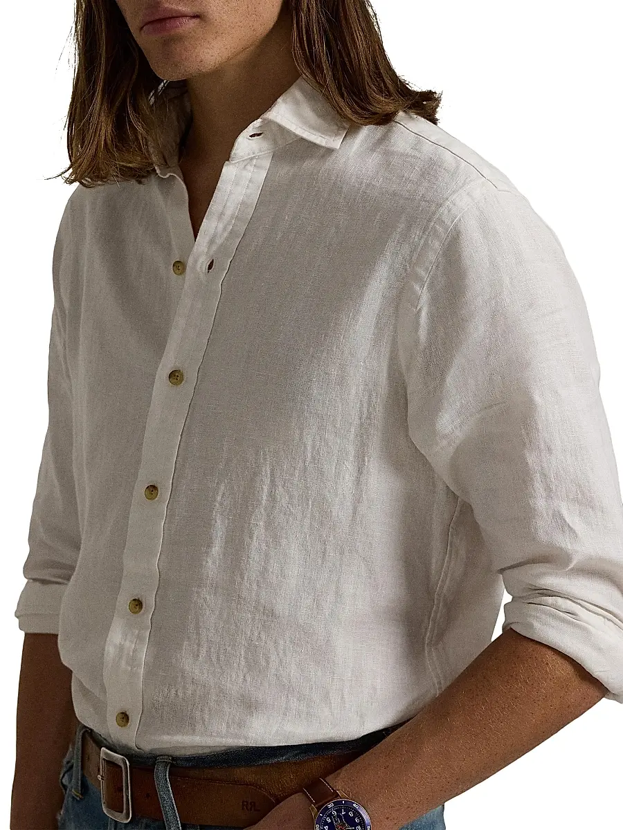 Polo Ralph Lauren Men's Classic-Fit Linen Shirt | Thumbnail 5 Polo Ralph Lauren Men's Classic-Fit Linen Shirt | Thumbnail 5