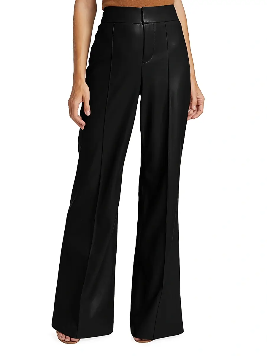 Alice + Olivia Women's Dylan Wide-Leg Faux Leather Trousers | Thumbnail 3 Alice + Olivia Women's Dylan Wide-Leg Faux Leather Trousers | Thumbnail 3
