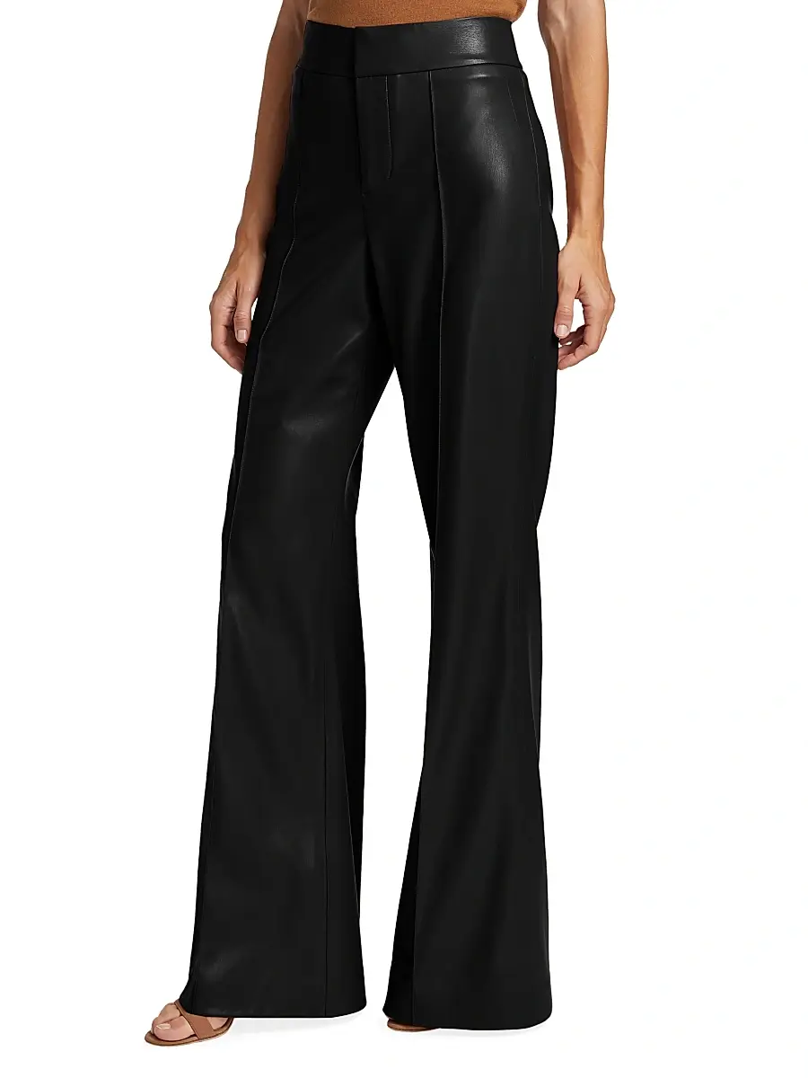 Alice + Olivia Women's Dylan Wide-Leg Faux Leather Trousers | Thumbnail 4 Alice + Olivia Women's Dylan Wide-Leg Faux Leather Trousers | Thumbnail 4