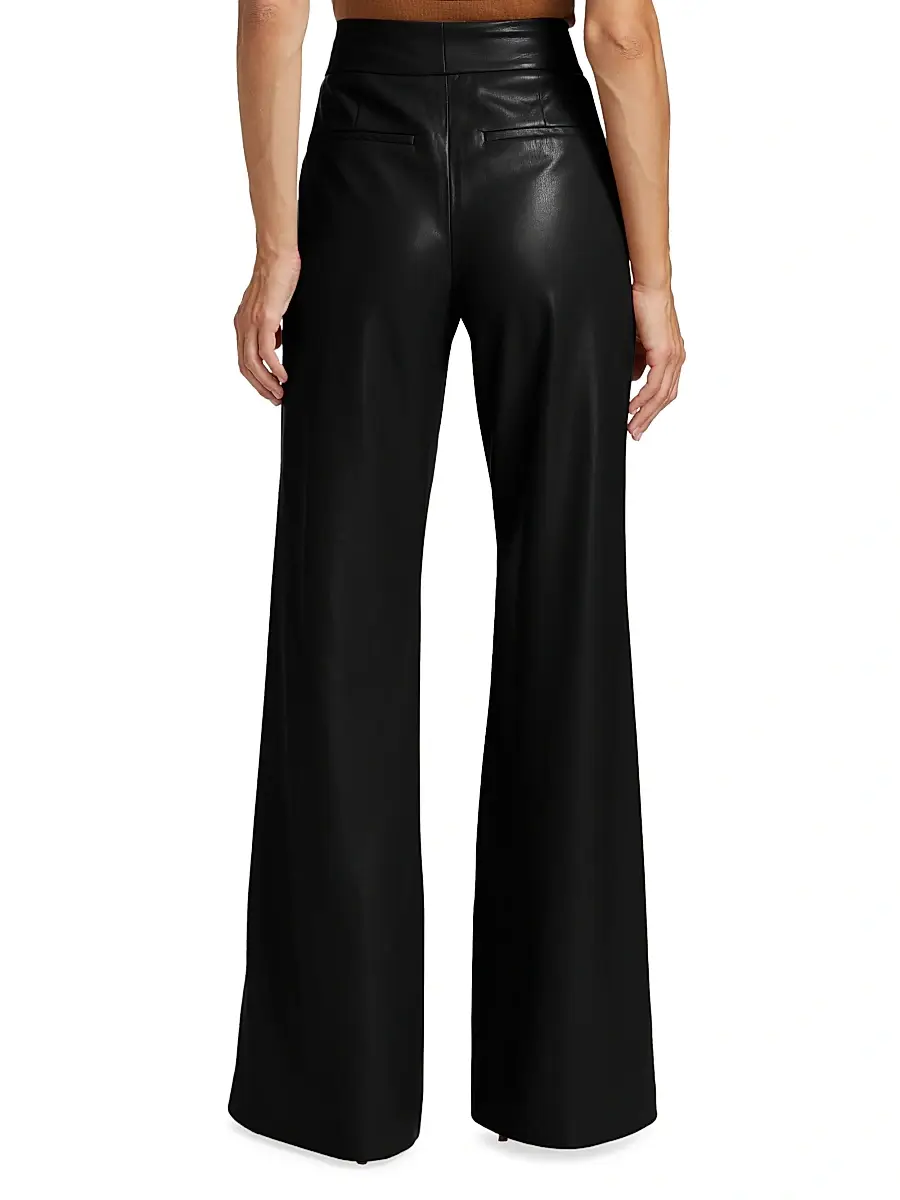 Alice + Olivia Women's Dylan Wide-Leg Faux Leather Trousers | Thumbnail 5 Alice + Olivia Women's Dylan Wide-Leg Faux Leather Trousers | Thumbnail 5