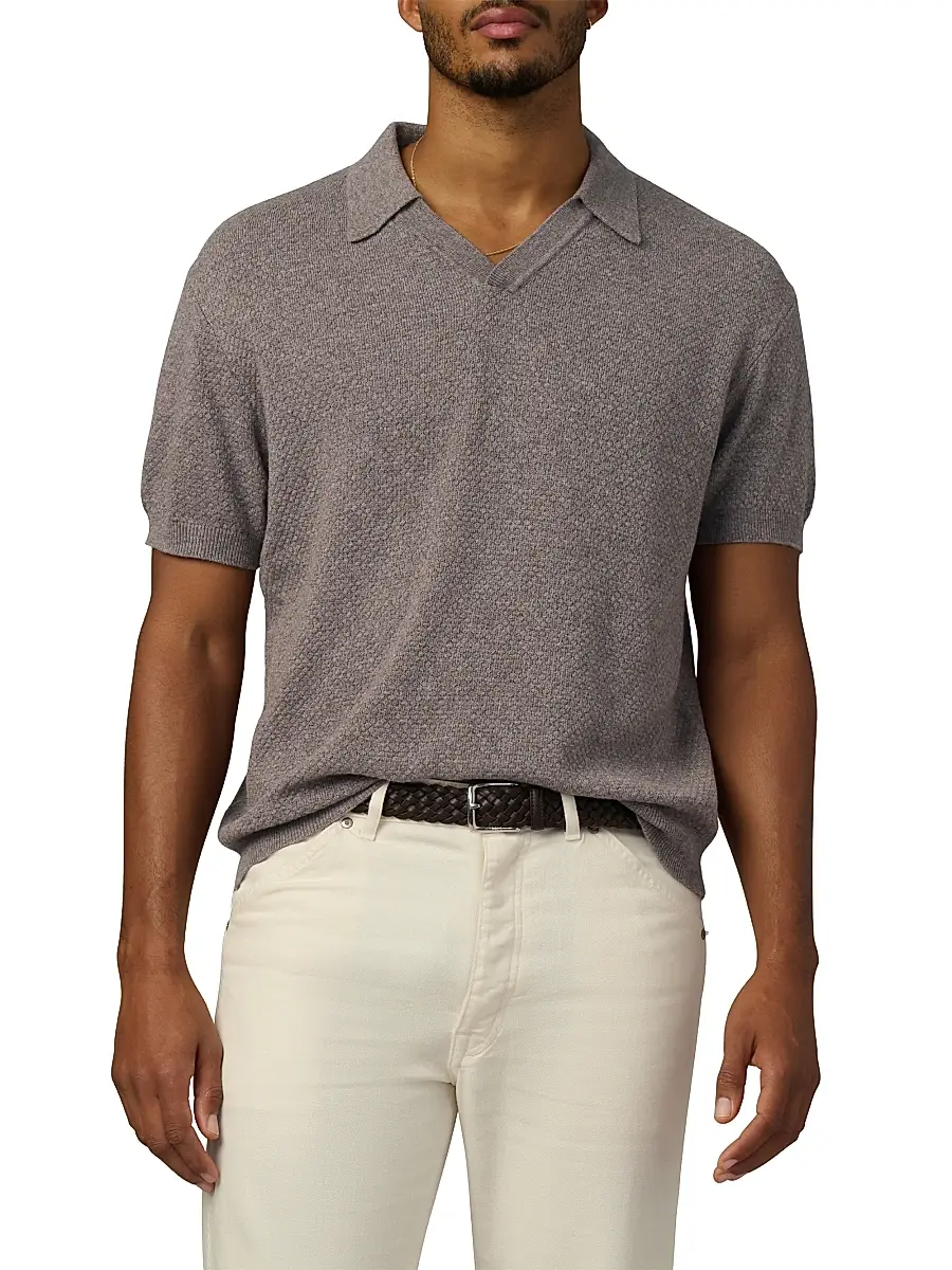 Joe's Jeans Men's Johnny Honeycomb Knit Polo Shirt - Mink | Image 1 Joe's Jeans Men's Johnny Honeycomb Knit Polo Shirt - Mink | Image 1