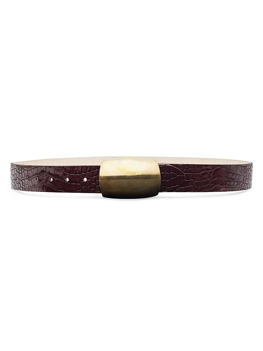 L'Agence Women's Milou Croc-Embossed Leather Belt - Burgundy Croc | Image 1 L'Agence Women's Milou Croc-Embossed Leather Belt - Burgundy Croc | Image 1