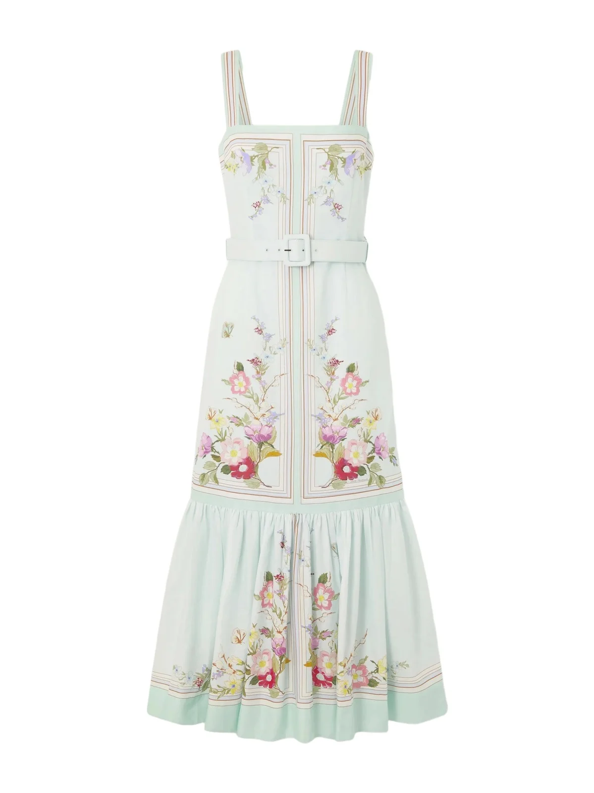 Belted Floral-print Linen And Cotton-blend Midi Dress Belted Floral-print Linen And Cotton-blend Midi Dress