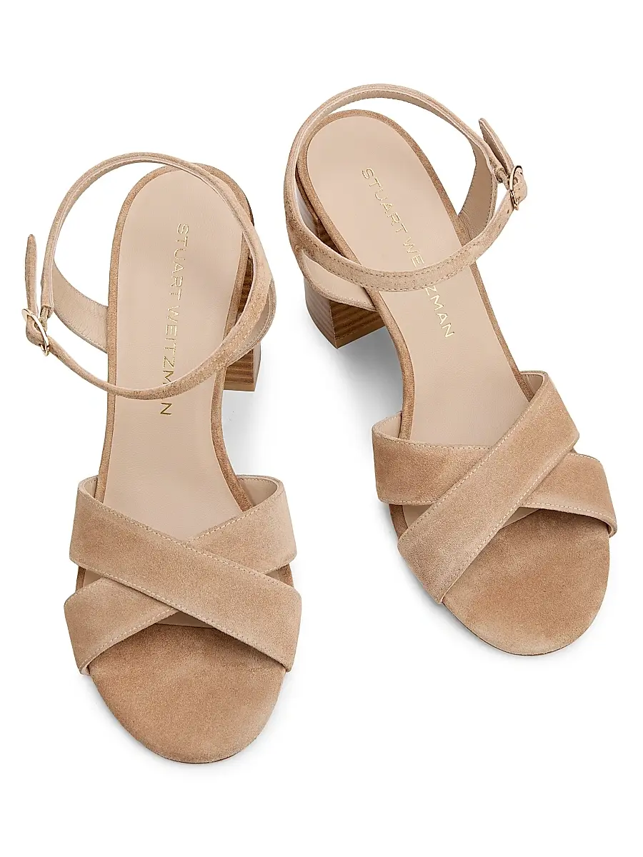Stuart Weitzman Women's Alyssa 85MM Crisscross Suede Sandals | Thumbnail 4 Stuart Weitzman Women's Alyssa 85MM Crisscross Suede Sandals | Thumbnail 4