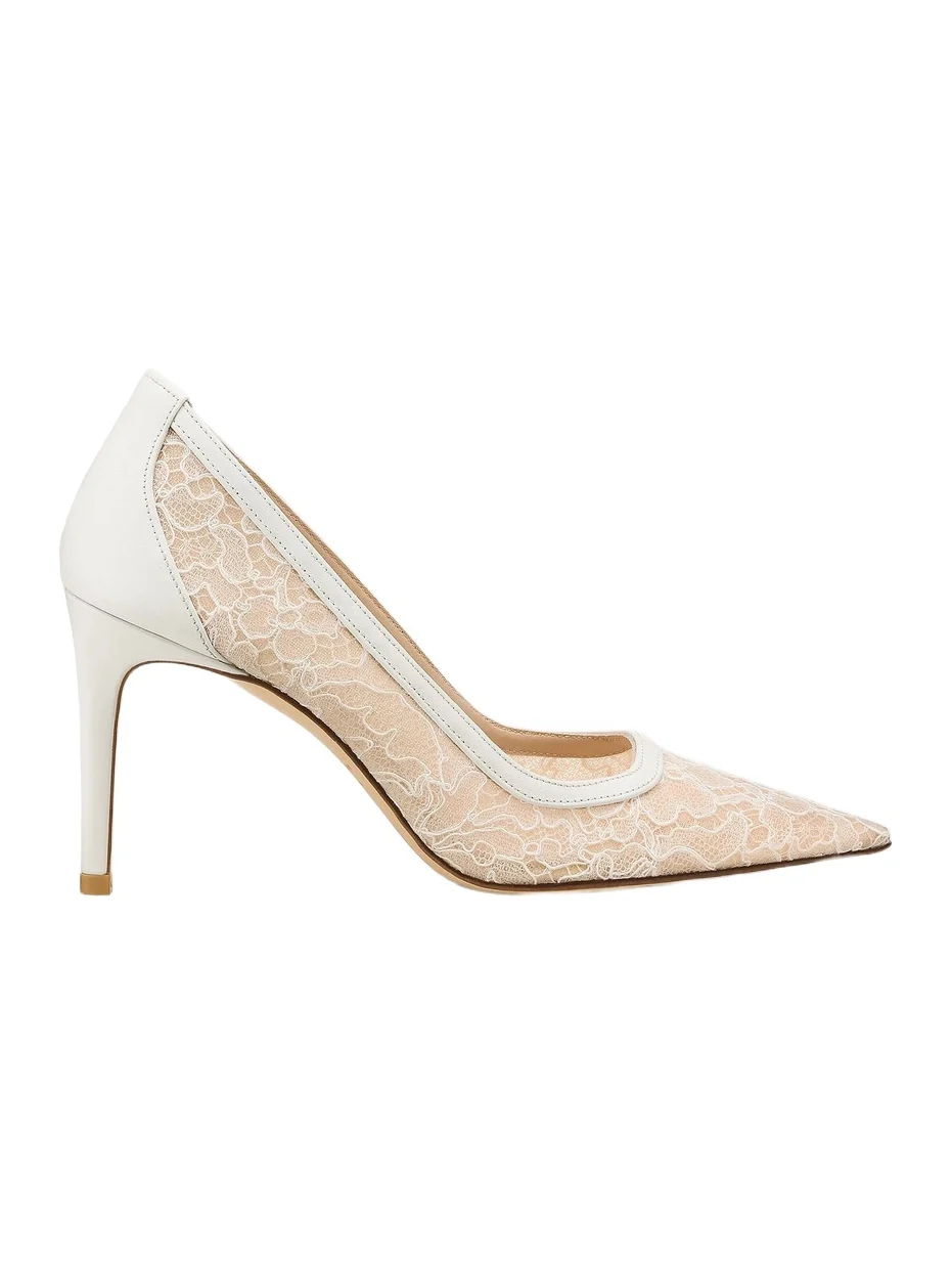 Women's Stuart Power 85MM Floral Lace Leather Pumps Women's Stuart Power 85MM Floral Lace Leather Pumps