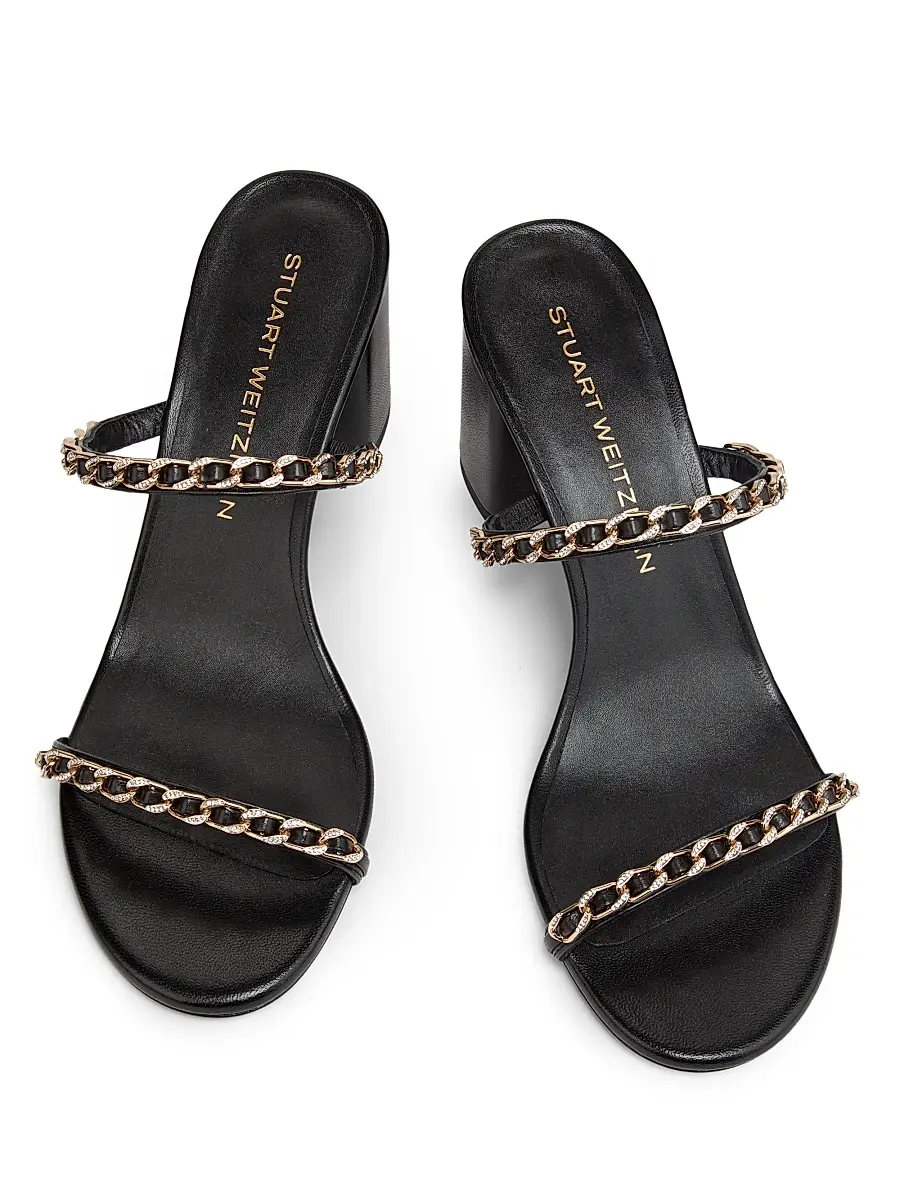 Stuart Weitzman Women's Soluxe 75MM Chain-Strap Leather Sandals | Thumbnail 4 Stuart Weitzman Women's Soluxe 75MM Chain-Strap Leather Sandals | Thumbnail 4