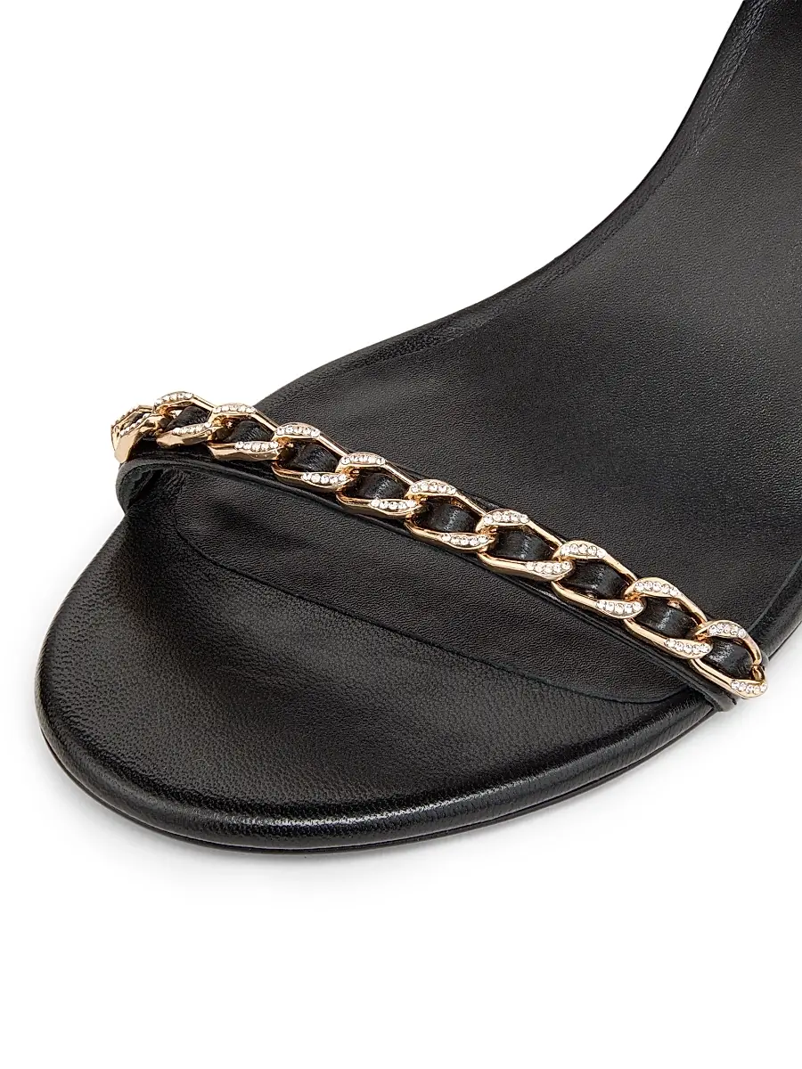Stuart Weitzman Women's Soluxe 75MM Chain-Strap Leather Sandals | Thumbnail 6 Stuart Weitzman Women's Soluxe 75MM Chain-Strap Leather Sandals | Thumbnail 6