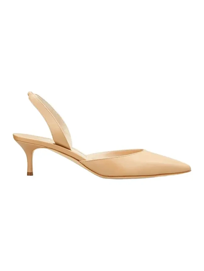 Carolyne Leather Low-Heel Slingback Pump Carolyne Leather Low-Heel Slingback Pump