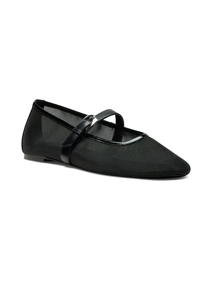 Stuart Weitzman Women's Sai Bareitall Mesh-Leather Mary Janes | Thumbnail 2