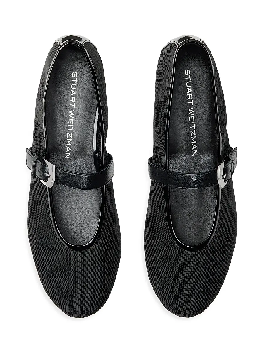 Stuart Weitzman Women's Sai Bareitall Mesh-Leather Mary Janes | Thumbnail 4