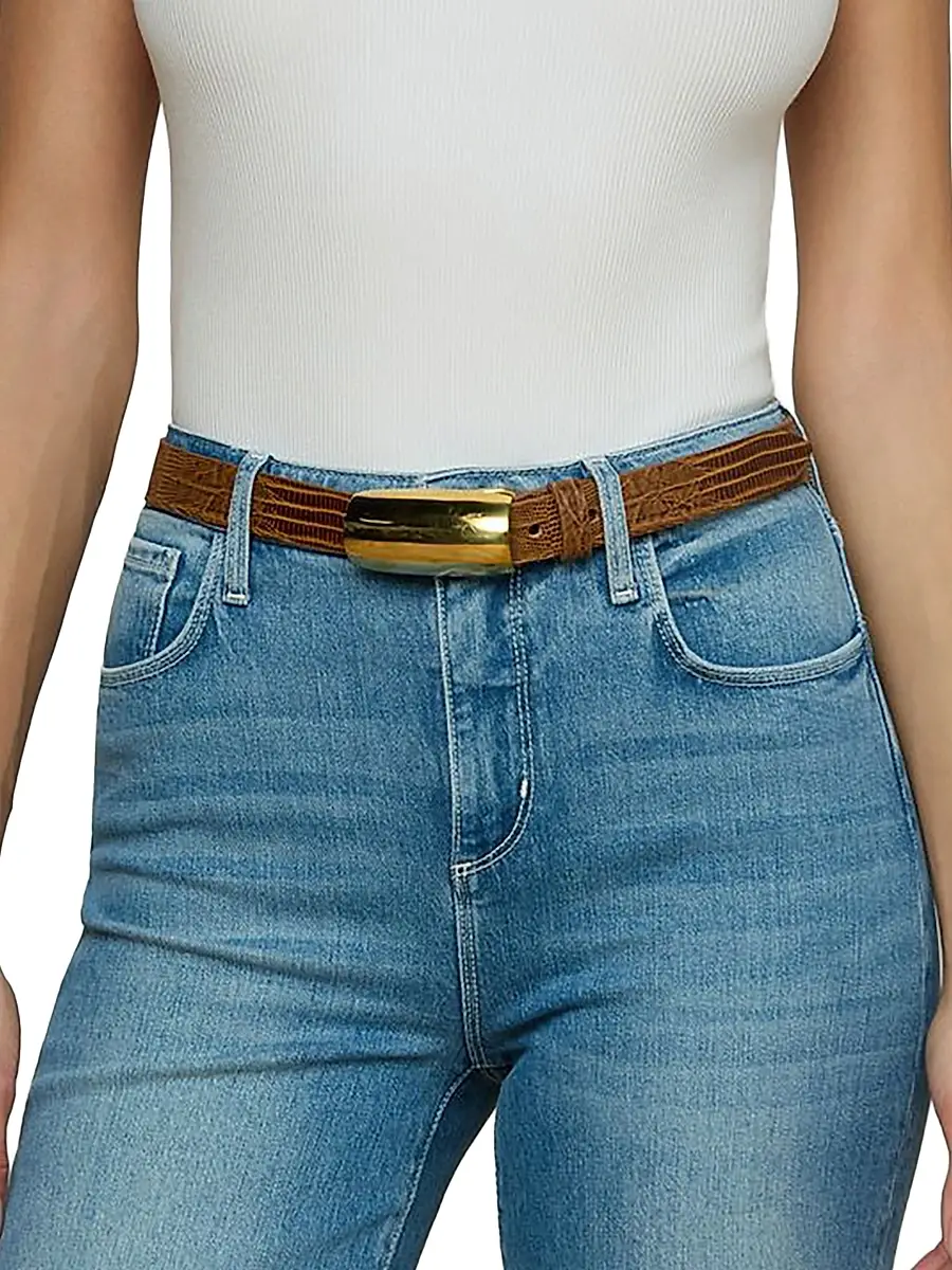 L'Agence Women's Marlowe Lizard-Embossed Leather Belt | Thumbnail 2 L'Agence Women's Marlowe Lizard-Embossed Leather Belt | Thumbnail 2