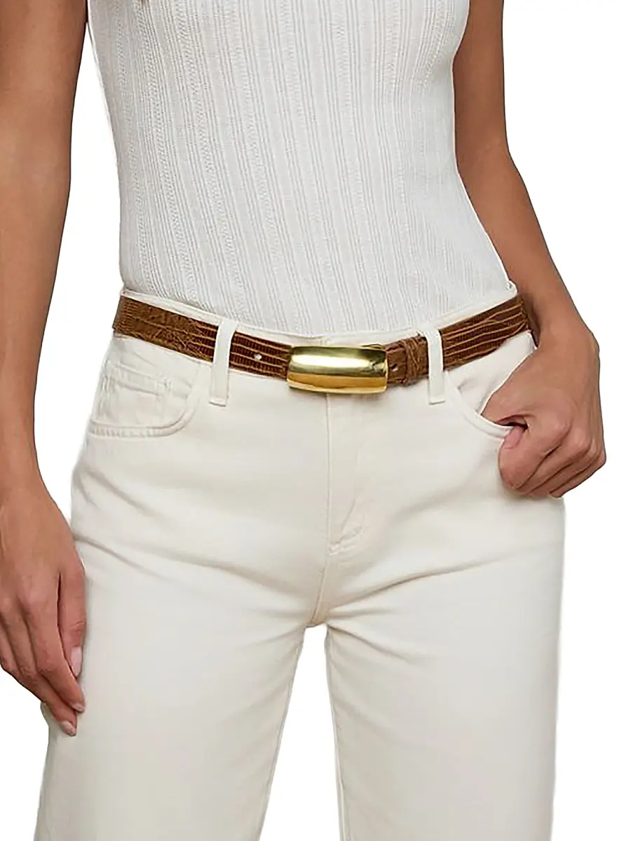 L'Agence Women's Marlowe Lizard-Embossed Leather Belt | Thumbnail 3 L'Agence Women's Marlowe Lizard-Embossed Leather Belt | Thumbnail 3