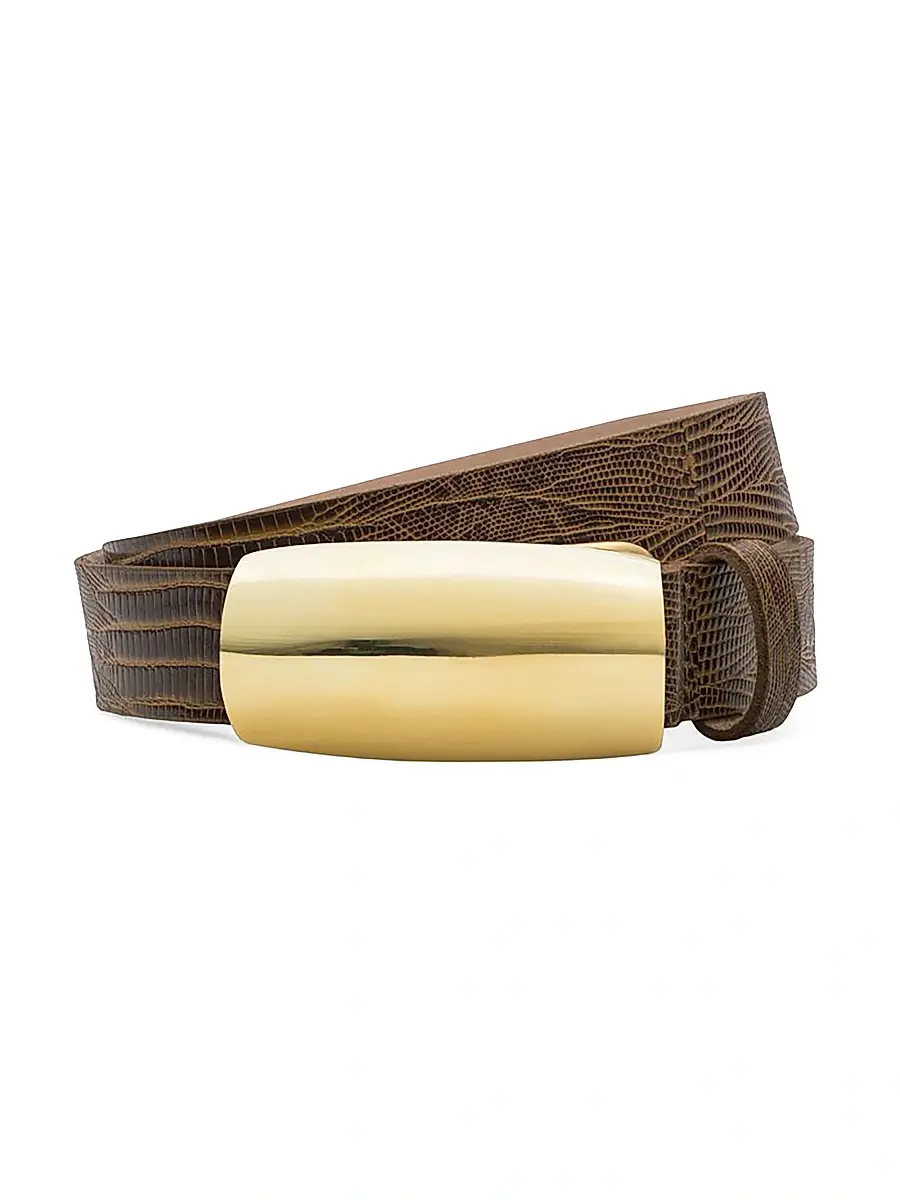 L'Agence Women's Marlowe Lizard-Embossed Leather Belt | Thumbnail 4 L'Agence Women's Marlowe Lizard-Embossed Leather Belt | Thumbnail 4