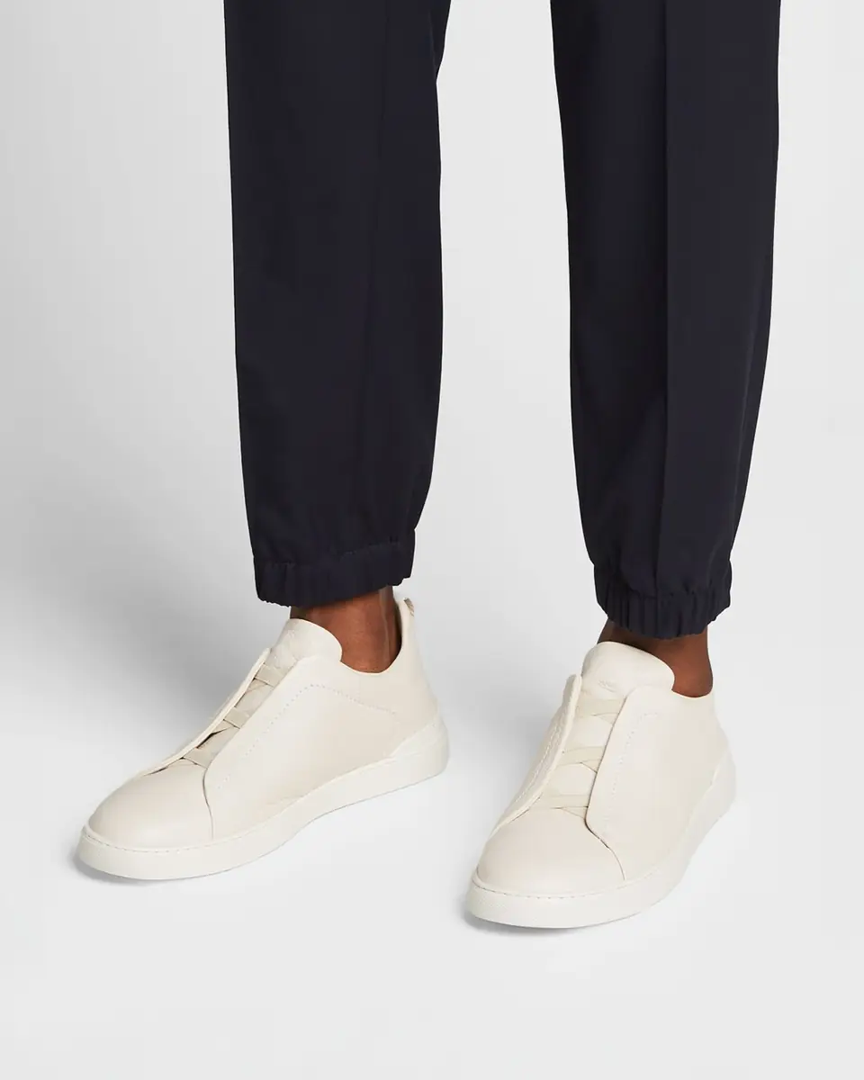 Zegna Men's Triple Stitch Deerskin Leather Sneakers | Thumbnail 2 Zegna Men's Triple Stitch Deerskin Leather Sneakers | Thumbnail 2