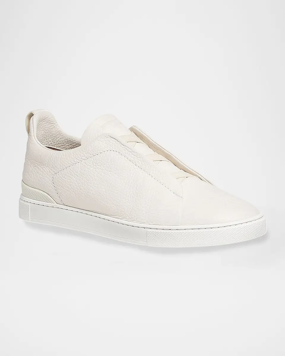 Zegna Men's Triple Stitch Deerskin Leather Sneakers | Thumbnail 3 Zegna Men's Triple Stitch Deerskin Leather Sneakers | Thumbnail 3