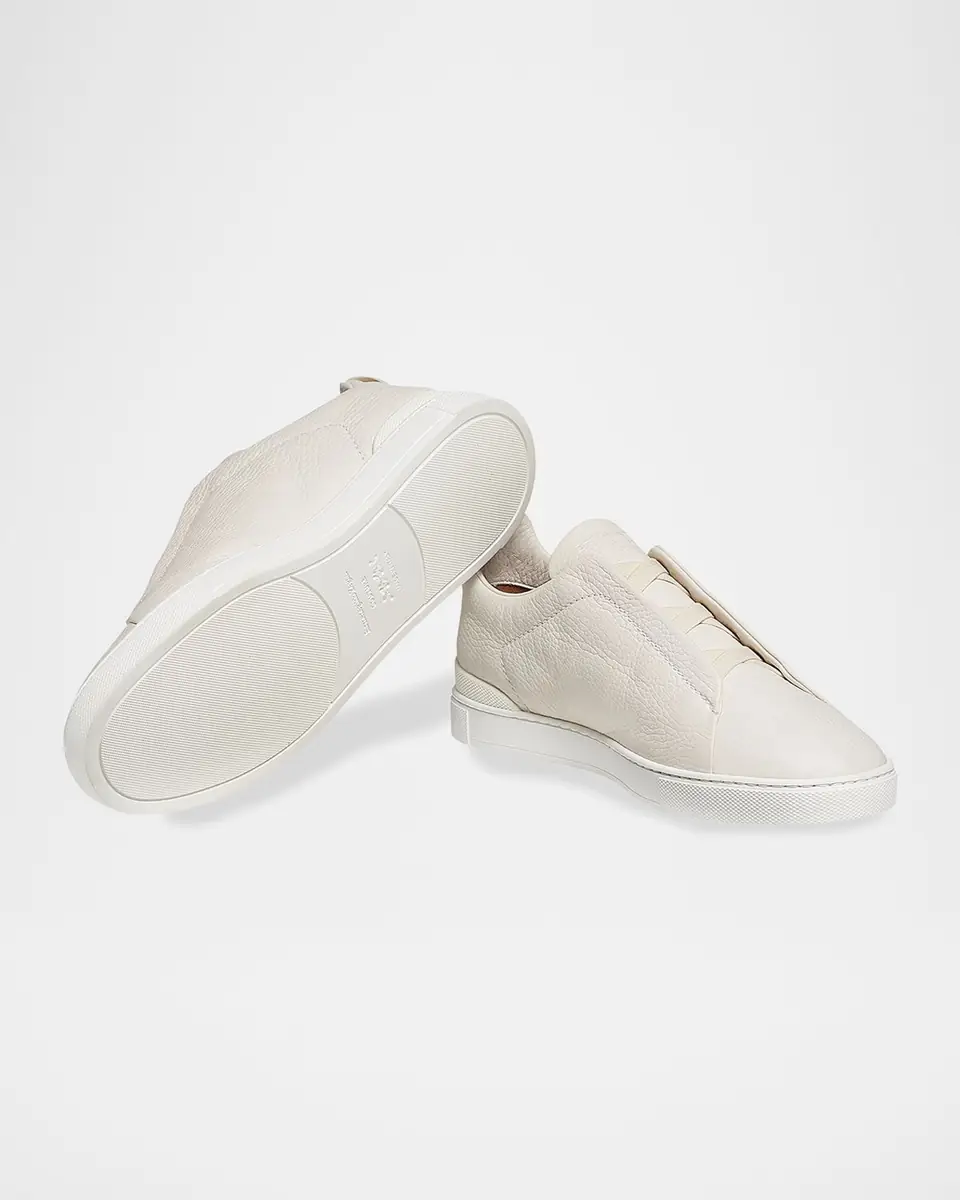 Zegna Men's Triple Stitch Deerskin Leather Sneakers | Thumbnail 4 Zegna Men's Triple Stitch Deerskin Leather Sneakers | Thumbnail 4