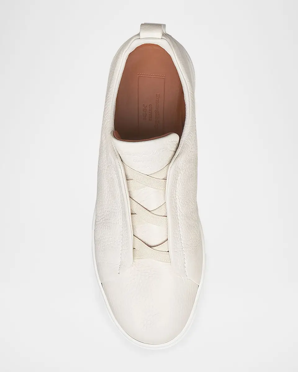 Zegna Men's Triple Stitch Deerskin Leather Sneakers | Thumbnail 5 Zegna Men's Triple Stitch Deerskin Leather Sneakers | Thumbnail 5