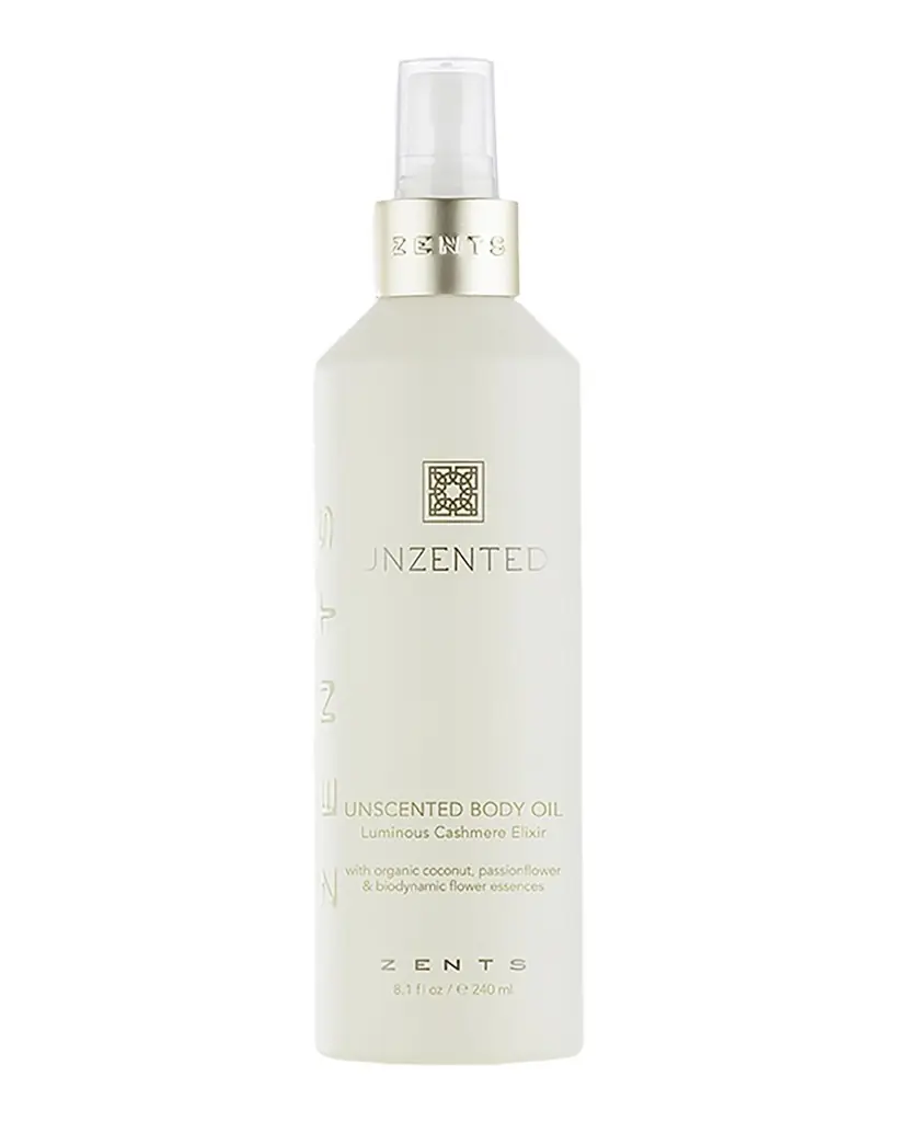 Zents 8.1 oz. Unzented Body Oil Luminous Cashmere Elixir | Image 1 Zents 8.1 oz. Unzented Body Oil Luminous Cashmere Elixir | Image 1