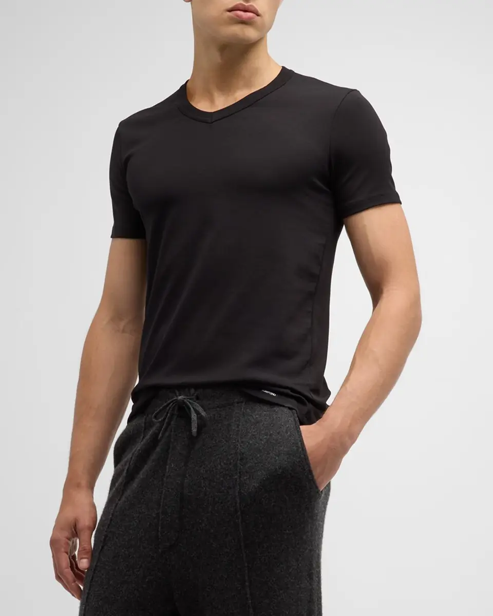 Tom Ford Men's Cotton Stretch Jersey T-shirt | Thumbnail 4 Tom Ford Men's Cotton Stretch Jersey T-shirt | Thumbnail 4