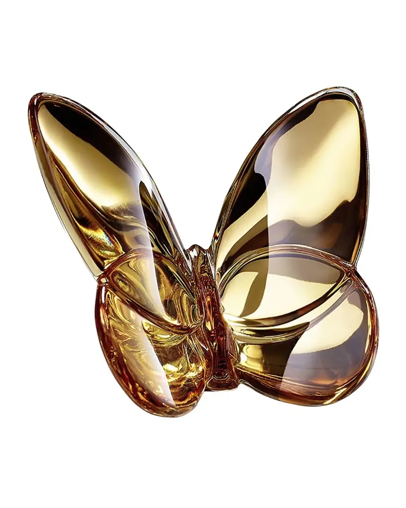 Baccarat 2.5" Lucky Crystal Gold Butterfly