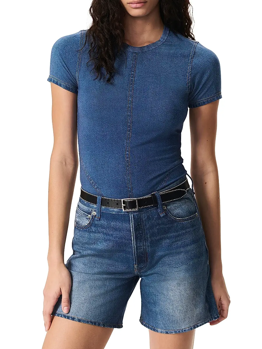 rag & bone Women's rb Miramar Denim-Print T-Shirt | Thumbnail 3 rag & bone Women's rb Miramar Denim-Print T-Shirt | Thumbnail 3