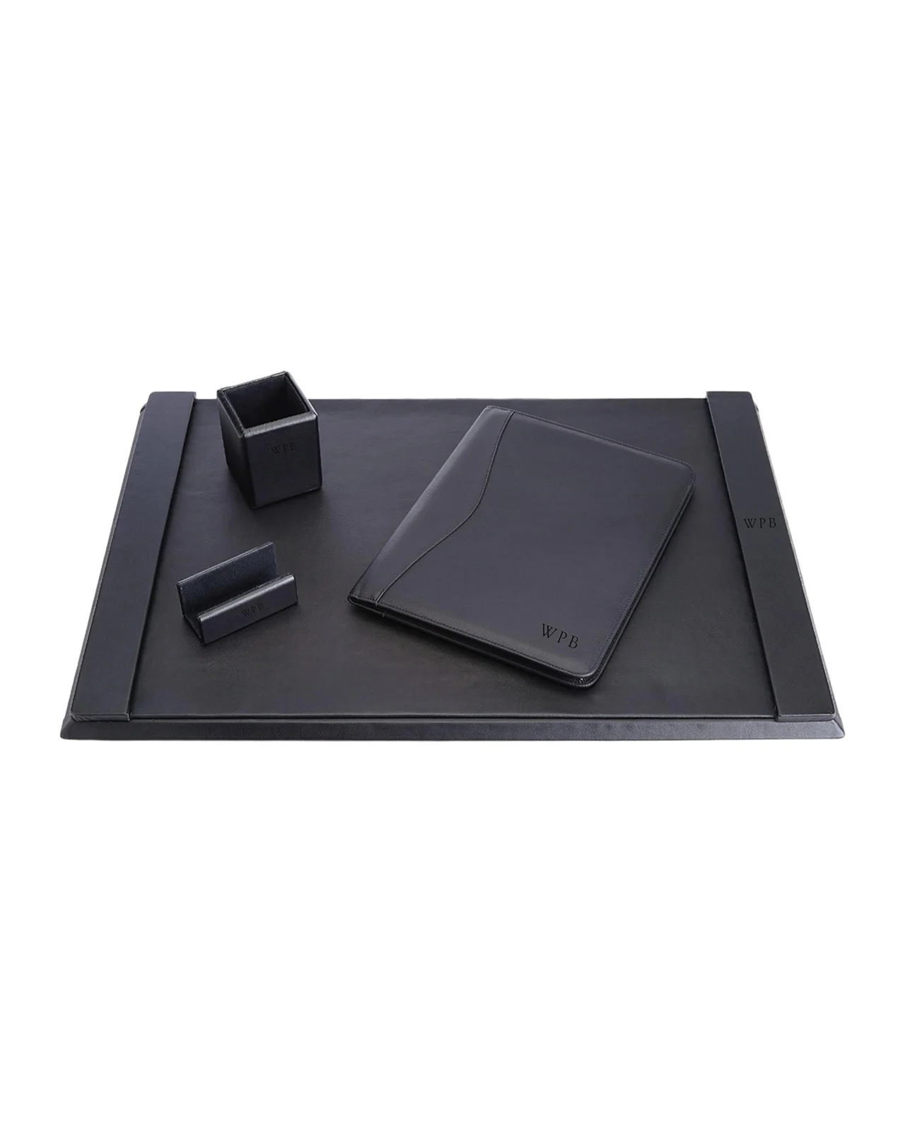 Royce New York Monogrammed Leather Executive Portfolio & Desk Accesory Set, Personalized