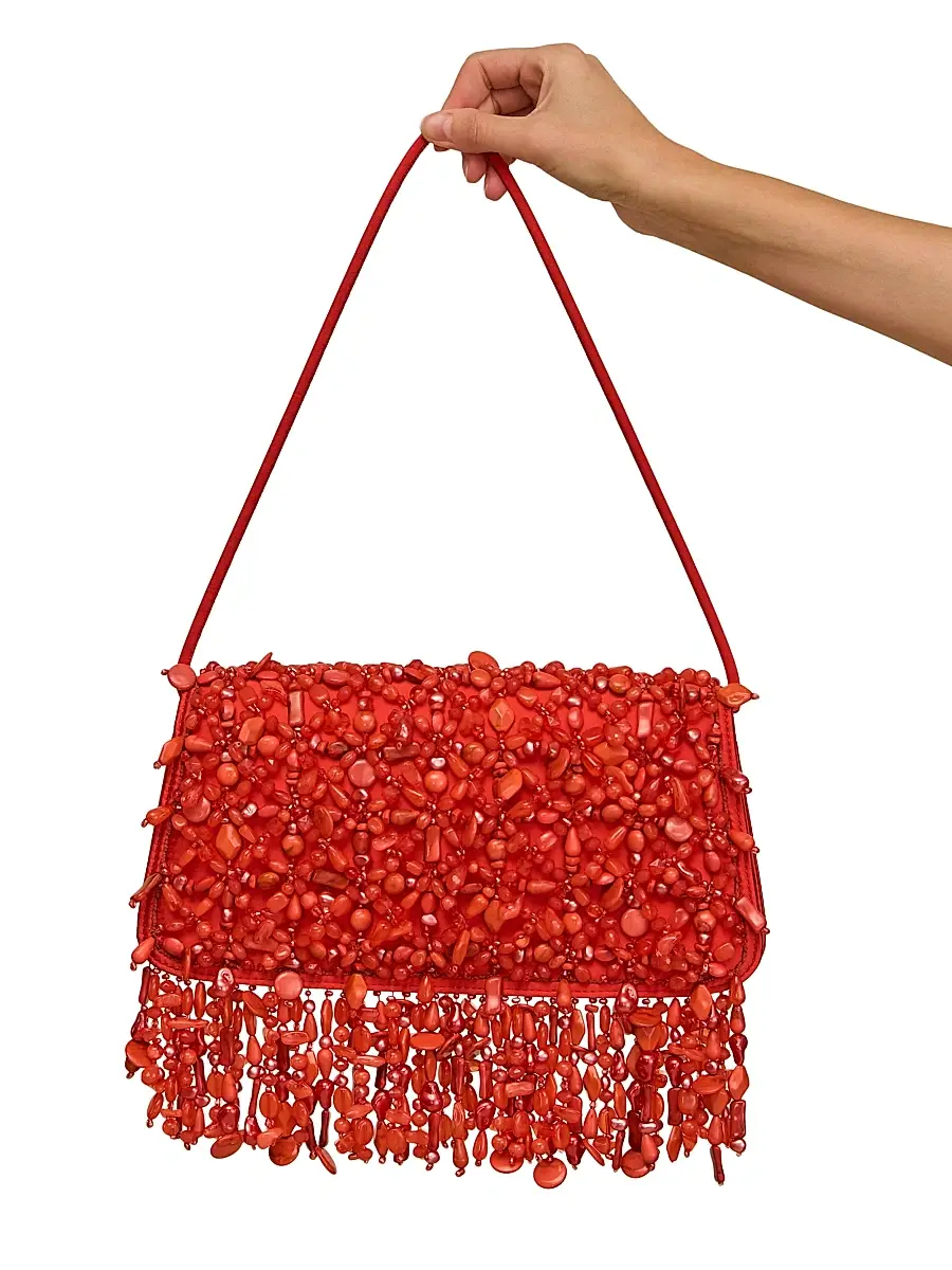 Cult Gaia Women's Idalia Bead-Embellished Satin Shoulder Bag | Thumbnail 2 Cult Gaia Women's Idalia Bead-Embellished Satin Shoulder Bag | Thumbnail 2