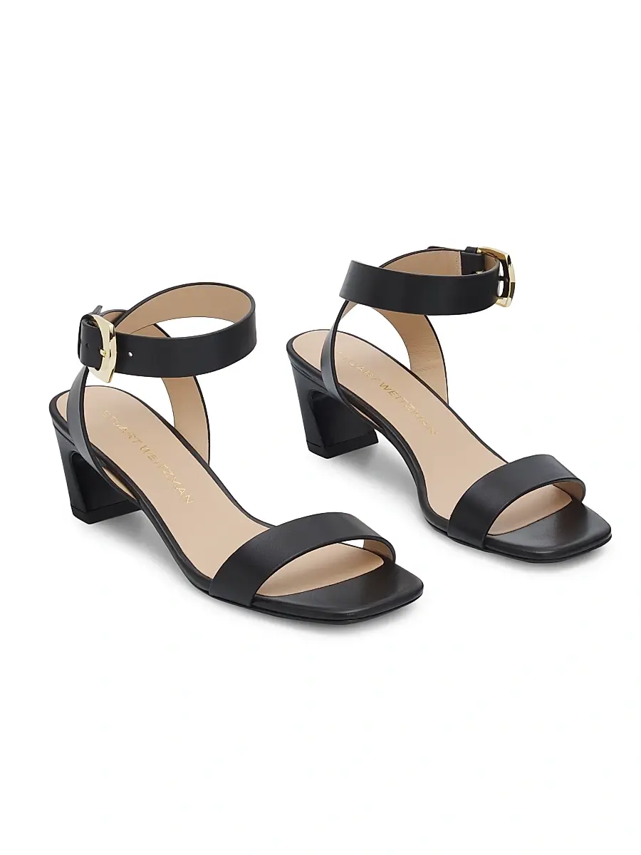 Stuart Weitzman Women's Sai 50MM Leather Block-Heel Sandals | Thumbnail 2 Stuart Weitzman Women's Sai 50MM Leather Block-Heel Sandals | Thumbnail 2