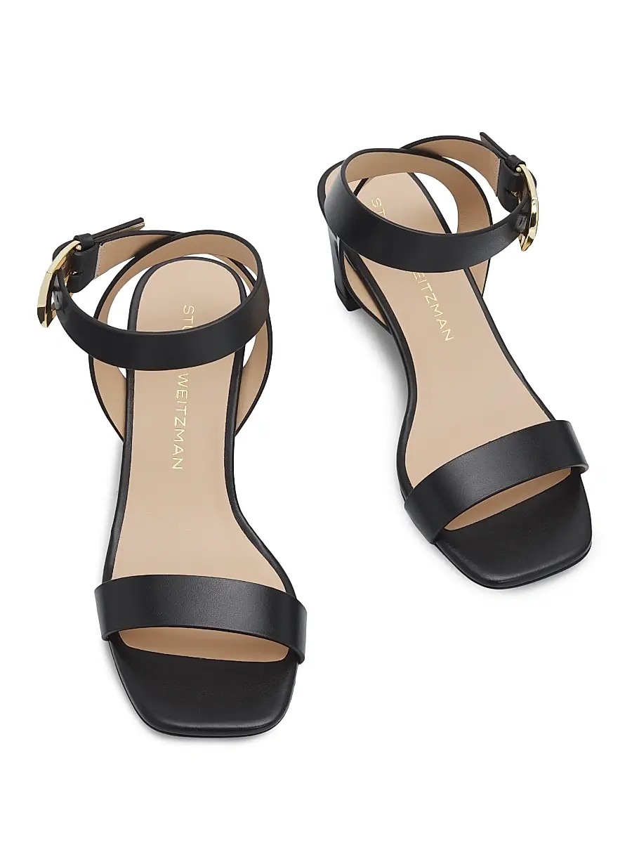 Stuart Weitzman Women's Sai 50MM Leather Block-Heel Sandals | Thumbnail 4 Stuart Weitzman Women's Sai 50MM Leather Block-Heel Sandals | Thumbnail 4