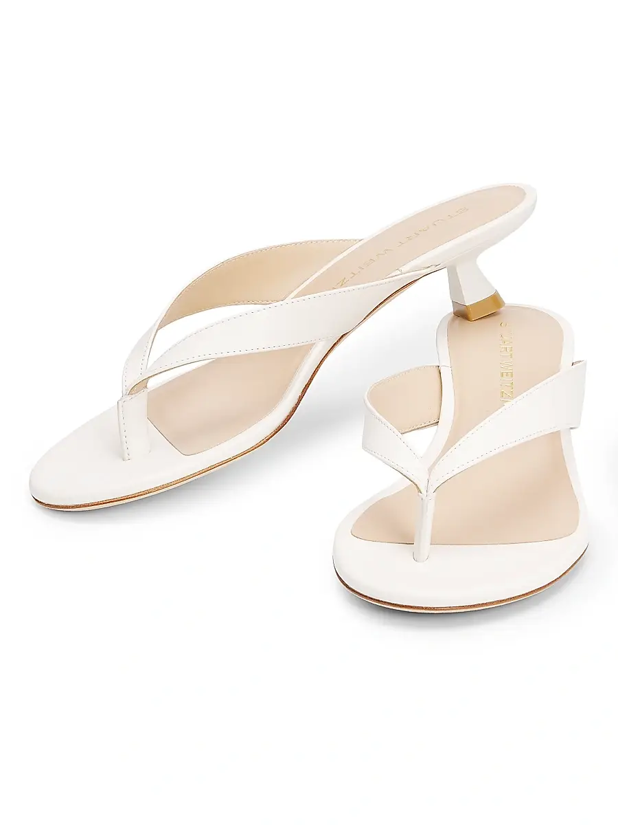 Stuart Weitzman Women's Rio Sleek 35MM Leather Sandals | Thumbnail 2