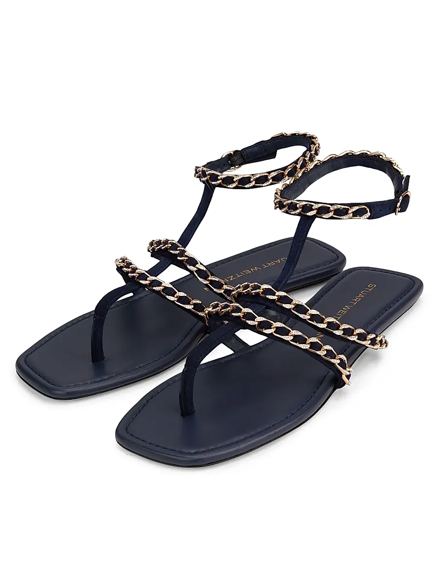 Stuart Weitzman Women's Soluxe Chain-Strap Suede Sandals | Thumbnail 2 Stuart Weitzman Women's Soluxe Chain-Strap Suede Sandals | Thumbnail 2
