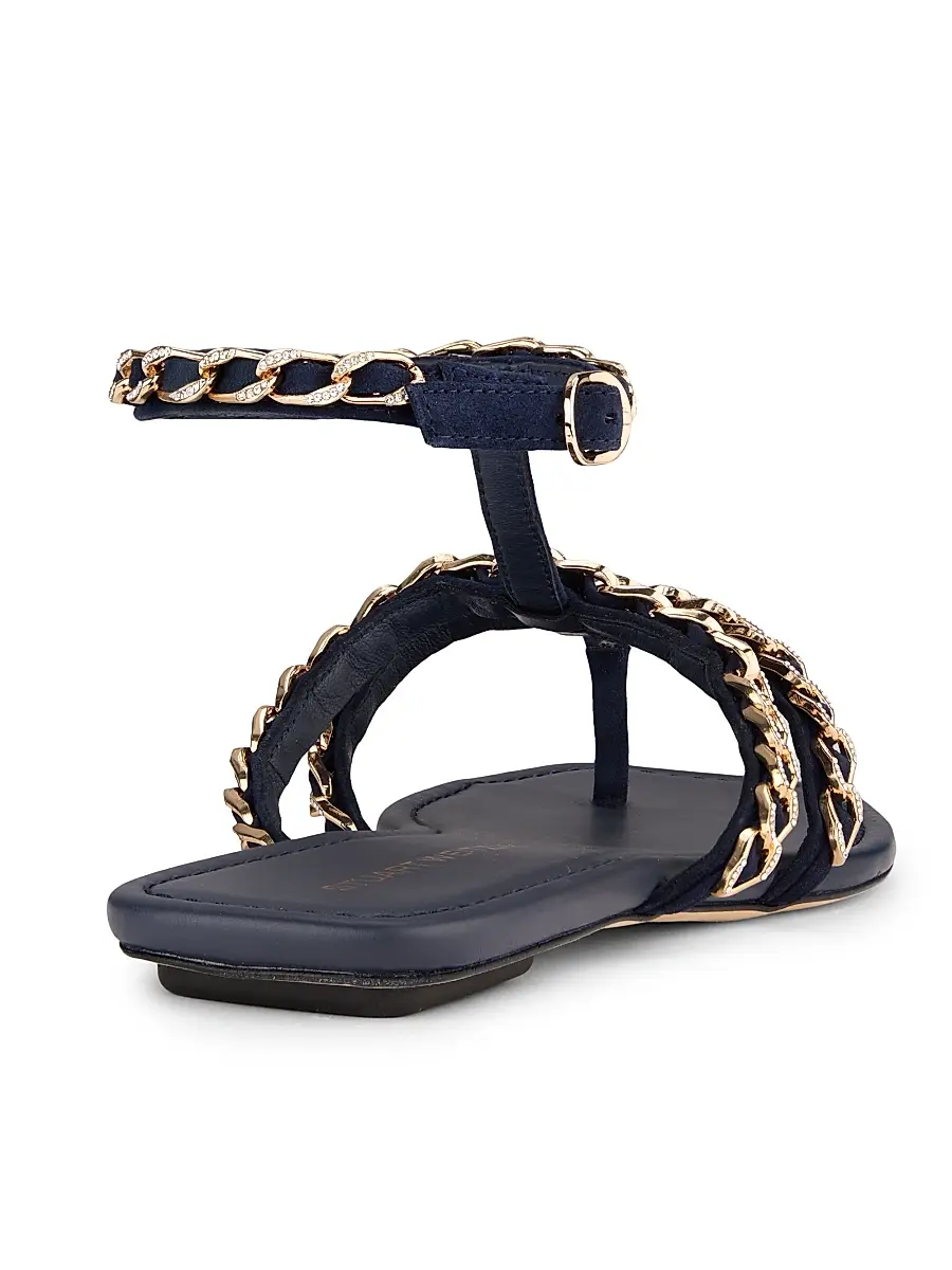 Stuart Weitzman Women's Soluxe Chain-Strap Suede Sandals | Thumbnail 3 Stuart Weitzman Women's Soluxe Chain-Strap Suede Sandals | Thumbnail 3