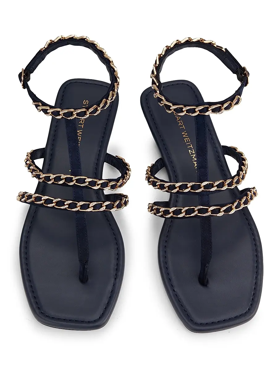 Stuart Weitzman Women's Soluxe Chain-Strap Suede Sandals | Thumbnail 4 Stuart Weitzman Women's Soluxe Chain-Strap Suede Sandals | Thumbnail 4