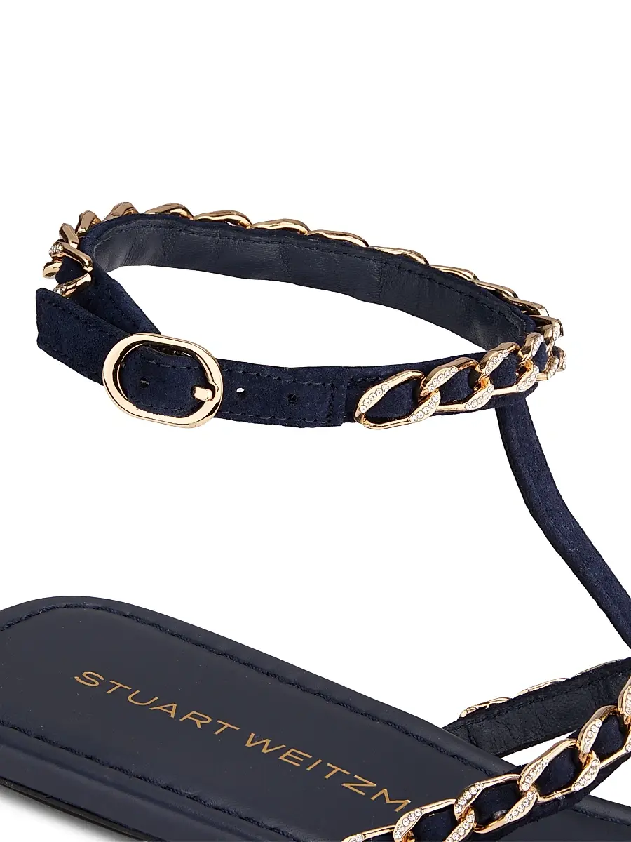 Stuart Weitzman Women's Soluxe Chain-Strap Suede Sandals | Thumbnail 5 Stuart Weitzman Women's Soluxe Chain-Strap Suede Sandals | Thumbnail 5