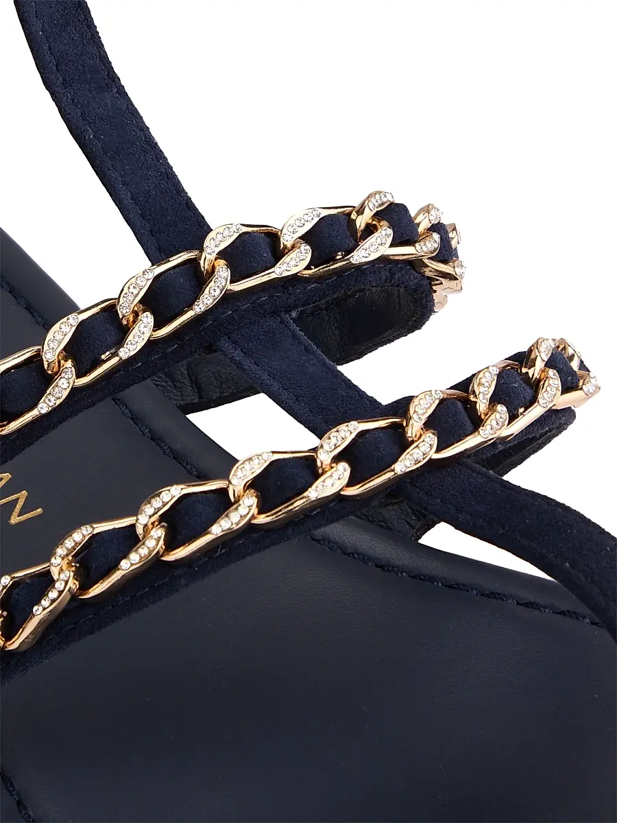 Stuart Weitzman Women's Soluxe Chain-Strap Suede Sandals | Thumbnail 6 Stuart Weitzman Women's Soluxe Chain-Strap Suede Sandals | Thumbnail 6