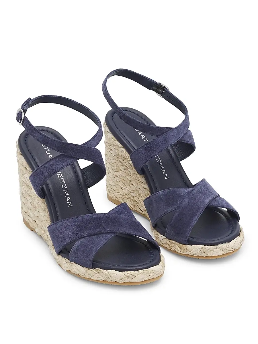 Stuart Weitzman Women's Alyssa Snake-Embossed Leather Wedge Sandals | Thumbnail 2 Stuart Weitzman Women's Alyssa Snake-Embossed Leather Wedge Sandals | Thumbnail 2