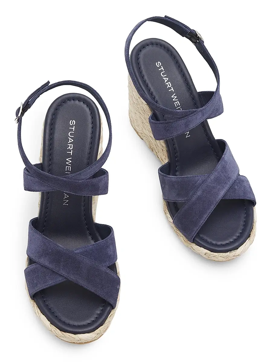 Stuart Weitzman Women's Alyssa Snake-Embossed Leather Wedge Sandals | Thumbnail 4 Stuart Weitzman Women's Alyssa Snake-Embossed Leather Wedge Sandals | Thumbnail 4