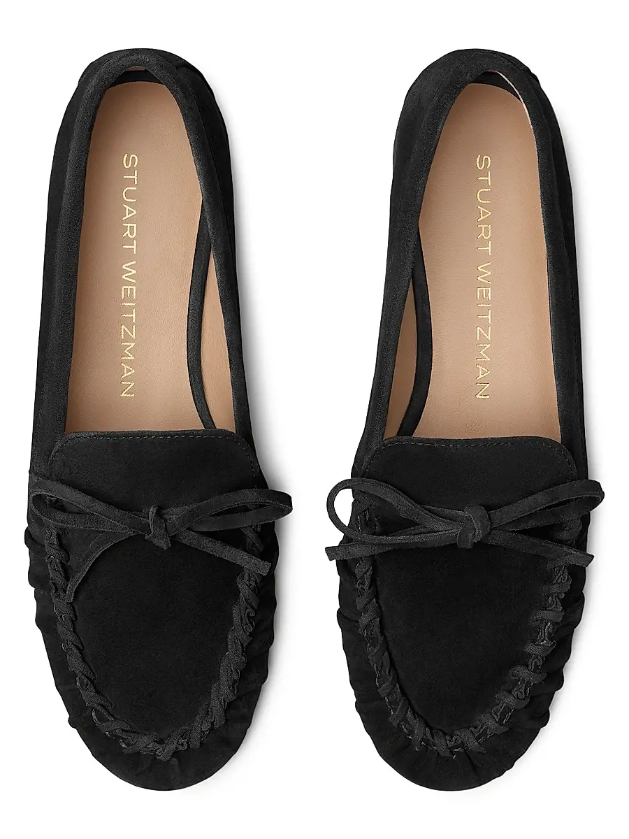 Stuart Weitzman Women's Britt Bow Suede Loafers | Thumbnail 4 Stuart Weitzman Women's Britt Bow Suede Loafers | Thumbnail 4