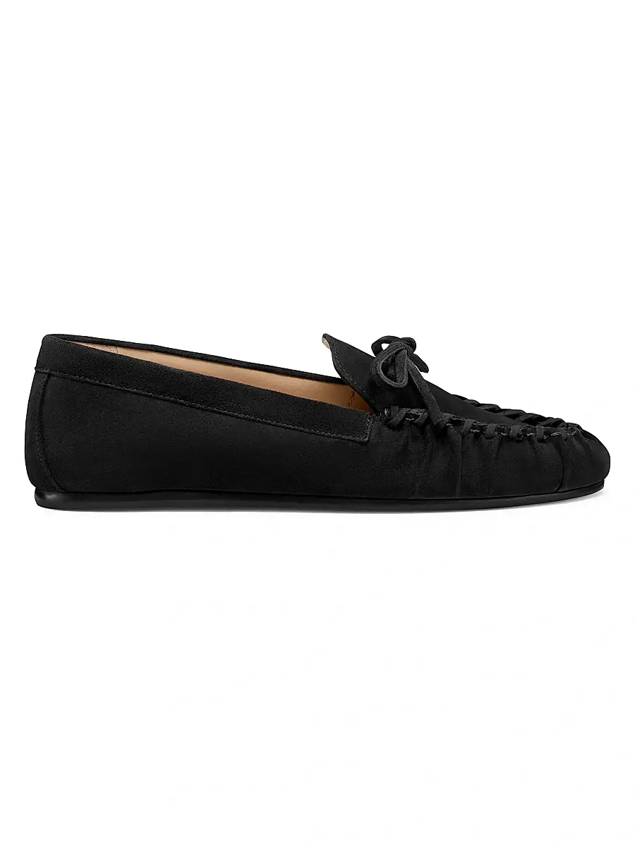 Stuart Weitzman Women's Britt Bow Suede Loafers