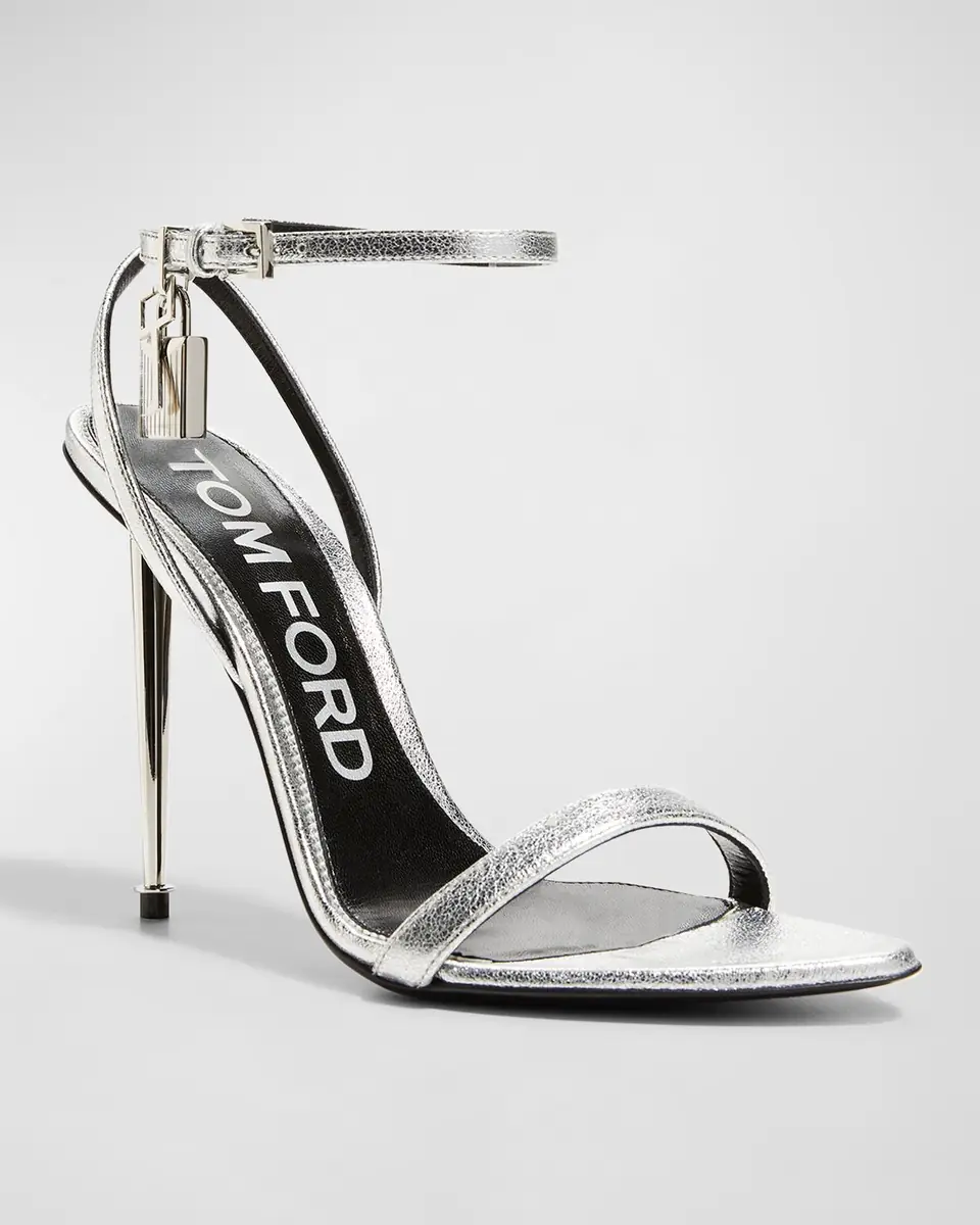 Tom Ford Padlock Metallic Stiletto Sandals | Thumbnail 4 Tom Ford Padlock Metallic Stiletto Sandals | Thumbnail 4