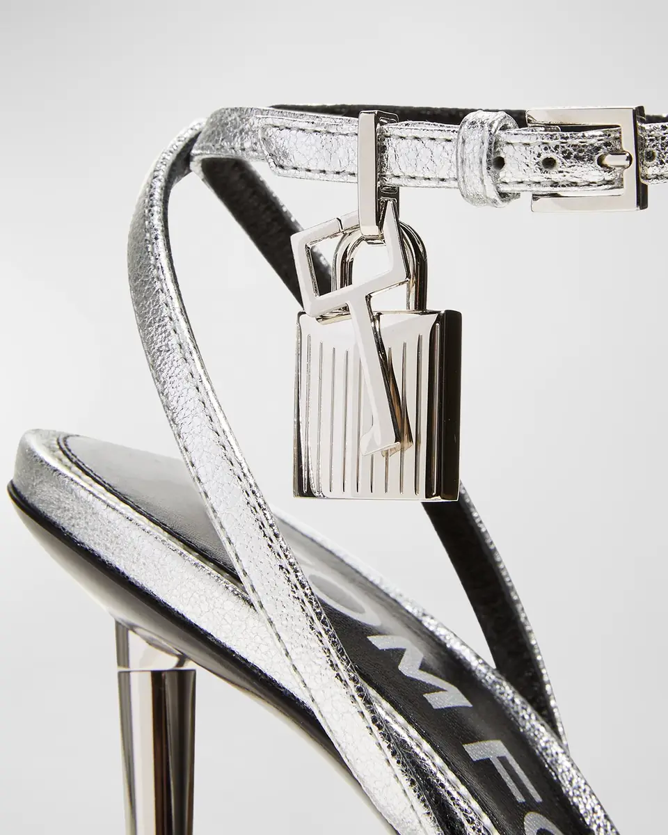 Tom Ford Padlock Metallic Stiletto Sandals | Thumbnail 7 Tom Ford Padlock Metallic Stiletto Sandals | Thumbnail 7