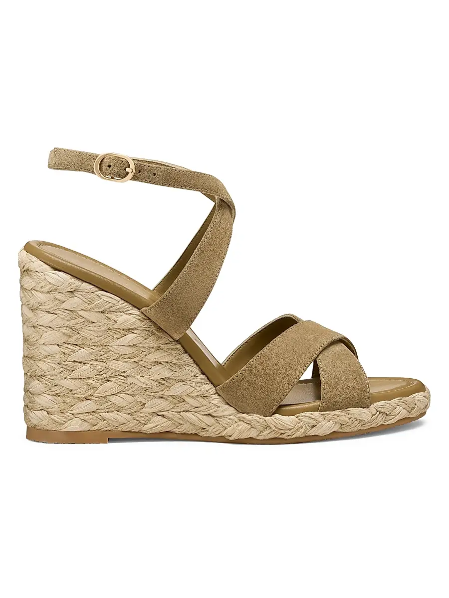 Stuart Weitzman Women's Alyssa Snake-Embossed Leather Wedge Sandals