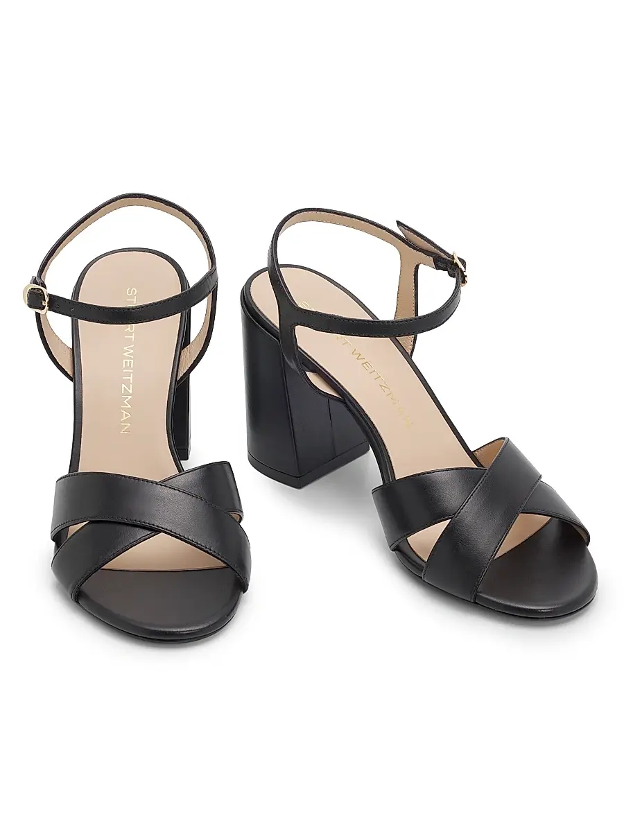 Stuart Weitzman Women's Alyssa 85MM Leather Block Sandals | Thumbnail 2 Stuart Weitzman Women's Alyssa 85MM Leather Block Sandals | Thumbnail 2