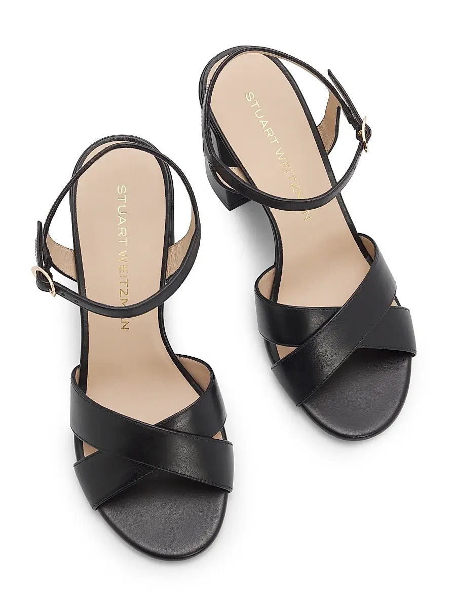 Stuart Weitzman Women's Alyssa 85MM Leather Block Sandals | Thumbnail 4 Stuart Weitzman Women's Alyssa 85MM Leather Block Sandals | Thumbnail 4