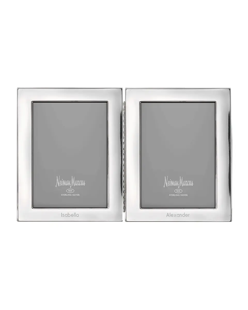 Cunill America Tiffany Plain Hinged Double Personalized Frame | Image 1 Cunill America Tiffany Plain Hinged Double Personalized Frame | Image 1