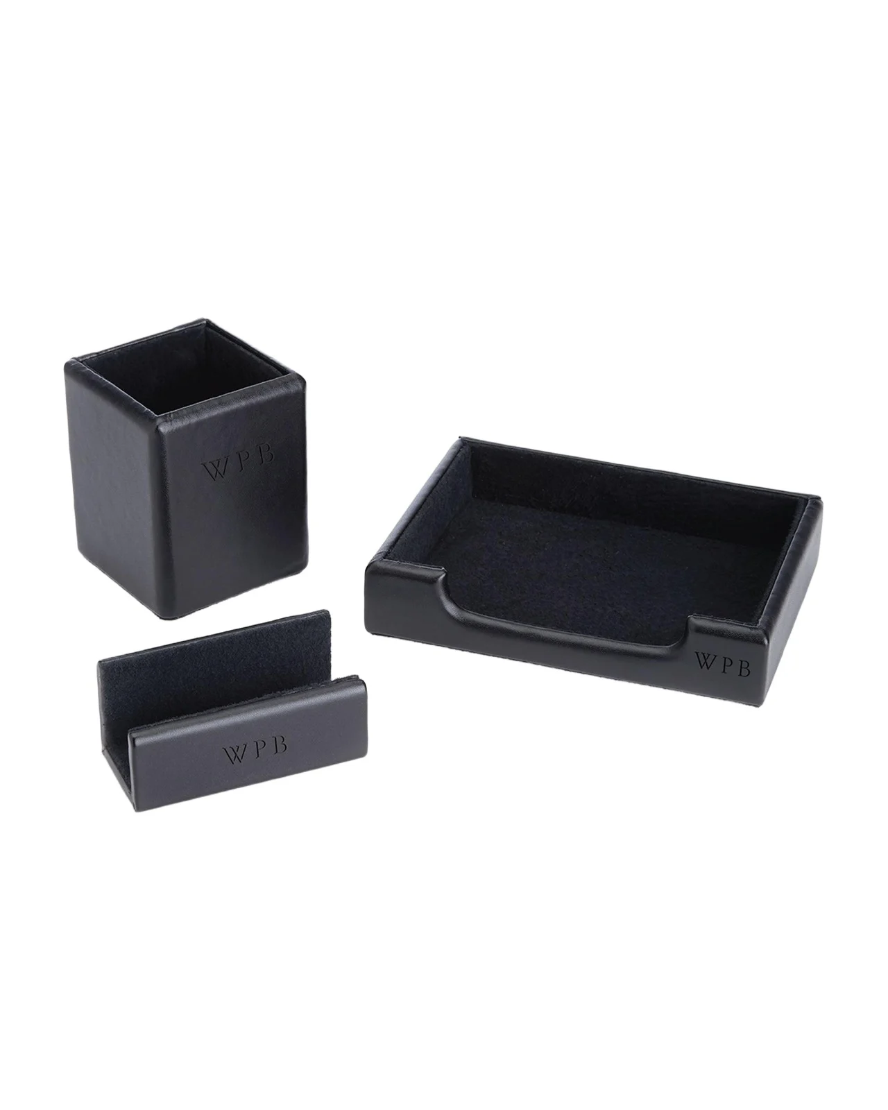 Royce New York Monogrammed Leather Executive Desk Accessory Set, Personalized