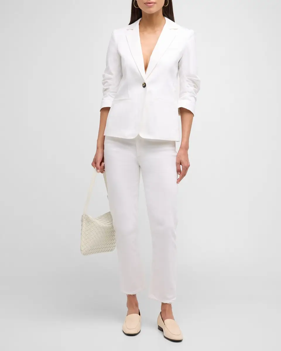 Cinq à Sept Khloe 3/4-Sleeve White Denim Blazer | Thumbnail 2