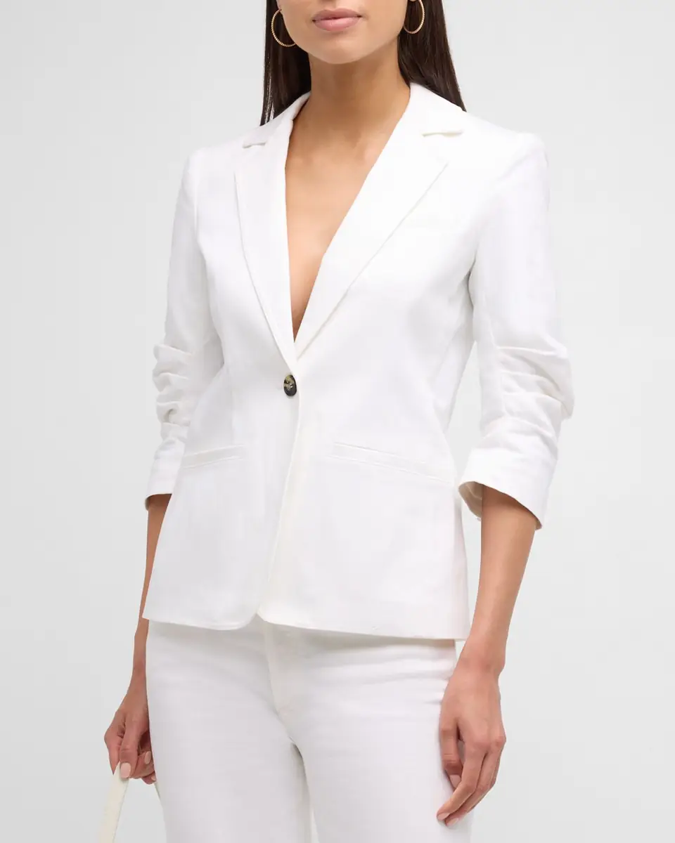 Cinq à Sept Khloe 3/4-Sleeve White Denim Blazer | Thumbnail 4