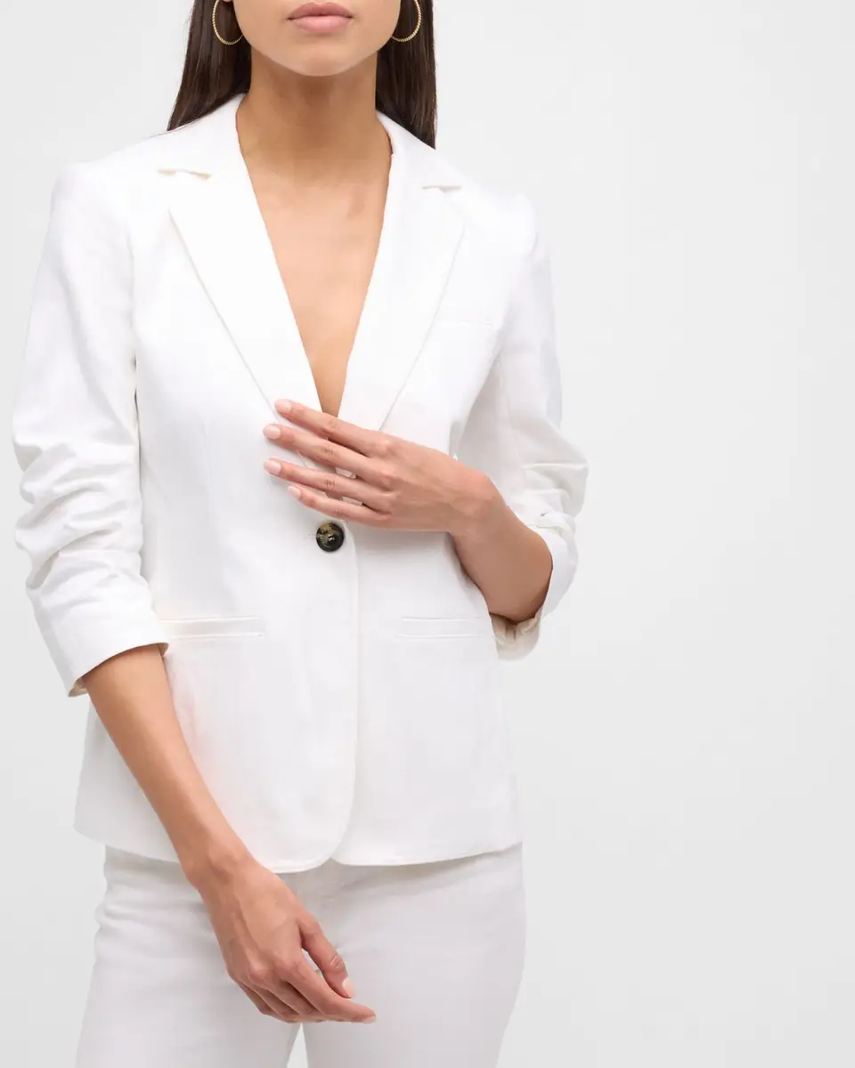 Cinq à Sept Khloe 3/4-Sleeve White Denim Blazer | Thumbnail 7